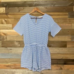 Umgee striped blue and white romper medium